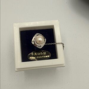 Elegant Silver Real Pearl Tie pin Made Japan